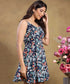 Strappy Printed Sweetheart Neck Skater Dress